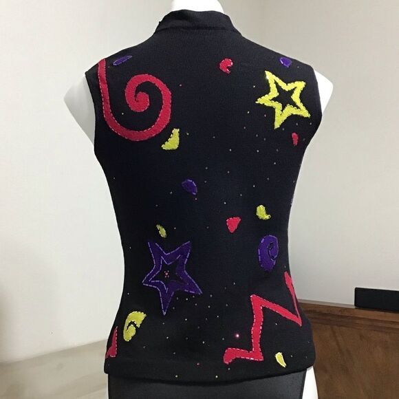 St John Black Turtle Neck Sweater Sleeveless Size Small - Picture 3 of 12